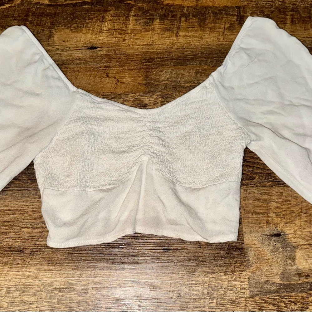PacSun Crop Blouse with Smocked Backless Design - Picture 2 of 4